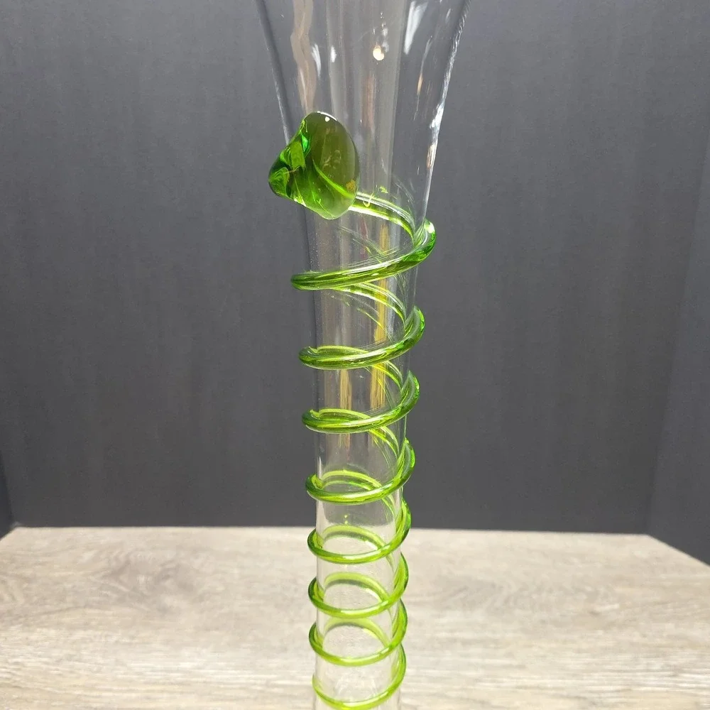 Tall Clear/Green Swirl Vase (19.75
